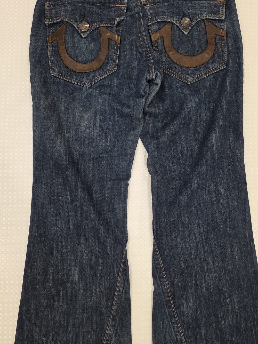 Vintage True Religion Joey Flare Jeans Men's 36 Made In USA Leather Pocket Y2K